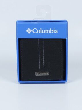 Columbia Men's Wallet – Black Leather with Stitching Detail (New)